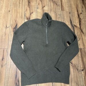 Everlane Olive Green Half-Zip Sweater